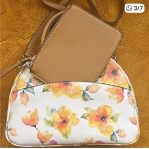 Nanette‎ Lepore Yellow Floral Purse Women handbag adj shoulder strap and handles
